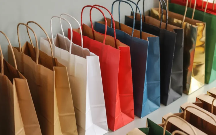 producción de bolsas de papel con asa rizada kraft